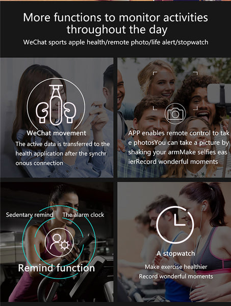 New IP67 Waterproof 1.3'' Full Touch Screen Heart Rate Fitness Tracker Sport Smartwatch