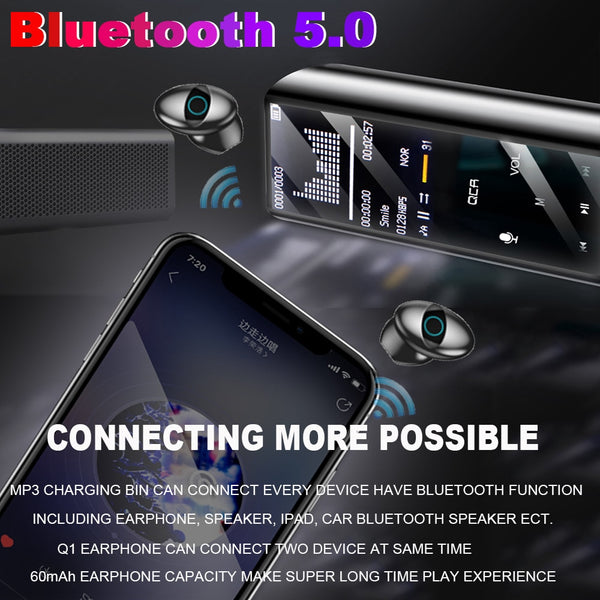 New Multifunctional MP3 Player Earphone Wireless Bluetooth IPX7 Waterpoor 9D Earbuds With 6000mAh Power Bank