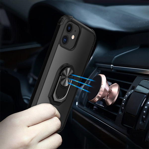 New PC+TPU Ring Magnetic Holder Anti-Fall Armor Case For iPhone 12 Series