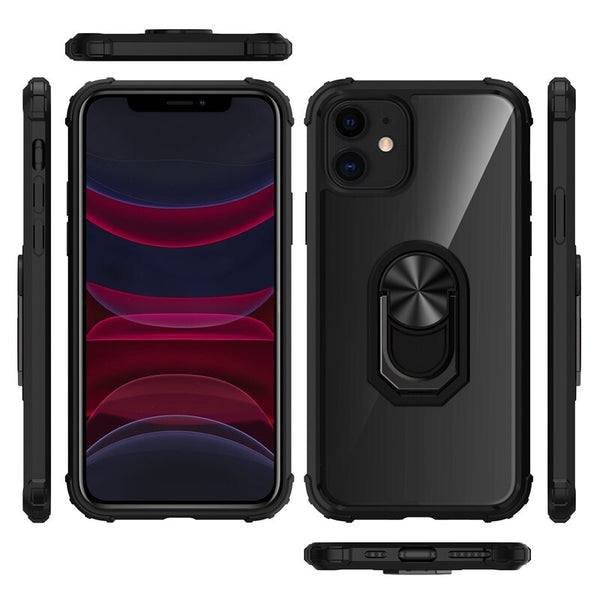 New PC+TPU Ring Magnetic Holder Anti-Fall Armor Case For iPhone 12 Series