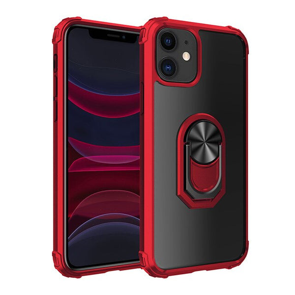 New PC+TPU Ring Magnetic Holder Anti-Fall Armor Case For iPhone 12 Series