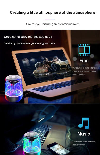 New Powerful Bluetooth Mini Speaker Portable Stereo HIFI Soundbox With LED Light Microphone