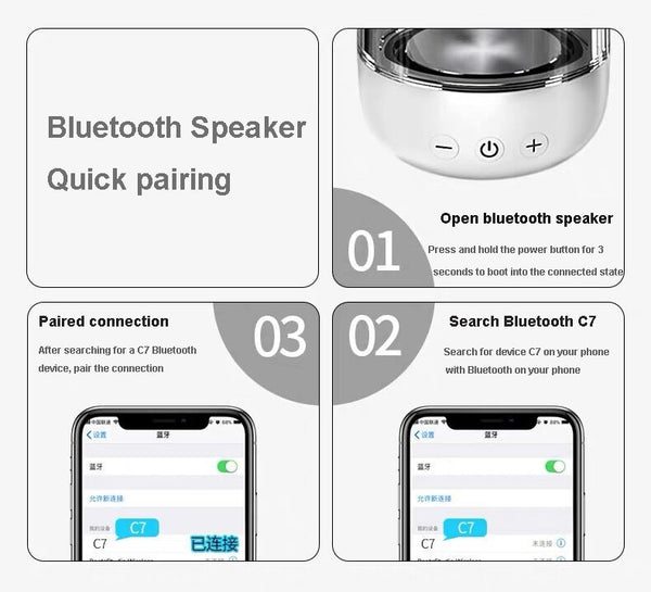 New Powerful Bluetooth Mini Speaker Portable Stereo HIFI Soundbox With LED Light Microphone