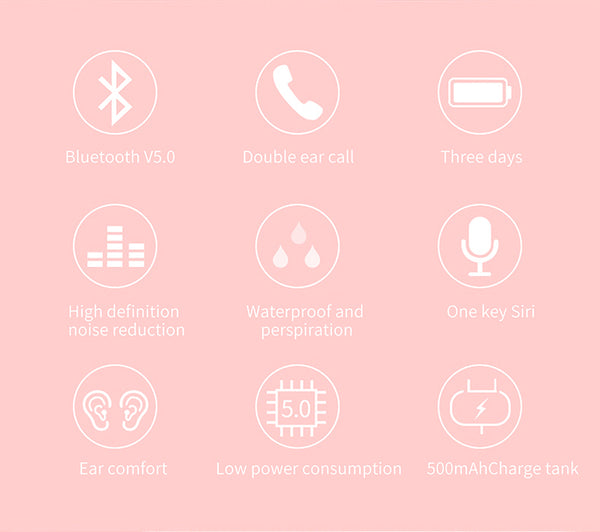 New Wireless Bluetooth 5.0 Noise Reduction Earphones Sports Headset Handsfree Earbuds