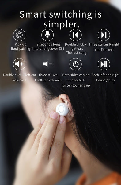 New Wireless Bluetooth 5.0 Noise Reduction Earphones Sports Headset Handsfree Earbuds