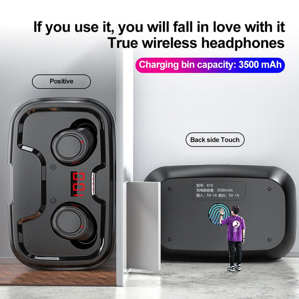 New True Wireless Bluetooth Stereo Headset Sport Earbuds With 3500mAh Charging Box