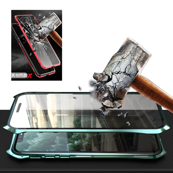 New Magnetic Adsorption Metal Tempered Glass Coque Case Cover For iPhone 11 Pro Max Series