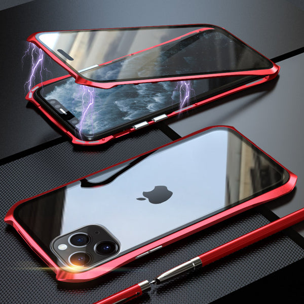 New Magnetic Adsorption Metal Tempered Glass Coque Case Cover For iPhone 11 Pro Max Series