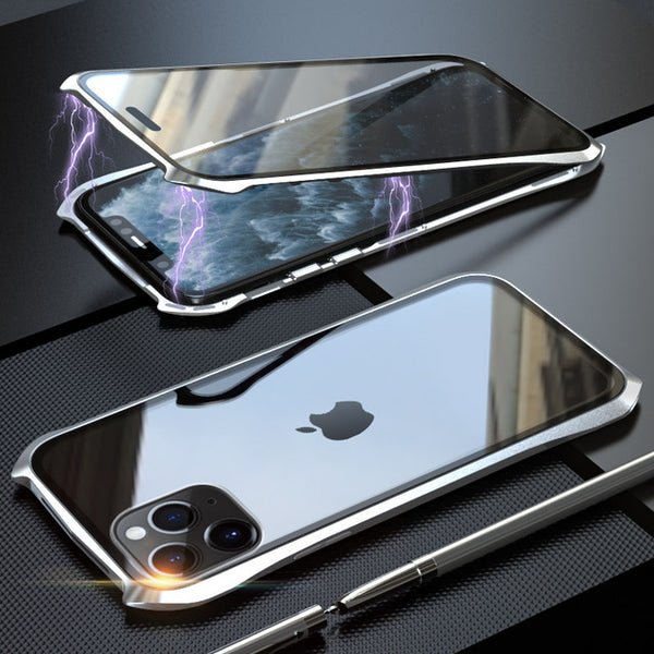 New Magnetic Adsorption Metal Tempered Glass Coque Case Cover For iPhone 11 Pro Max Series