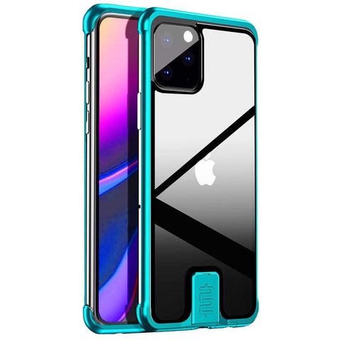 New Frameless Aluminum Metal Bumper Tempered Glass Back Cover Bumper Case For iPhone 11 XS XR 8 Series