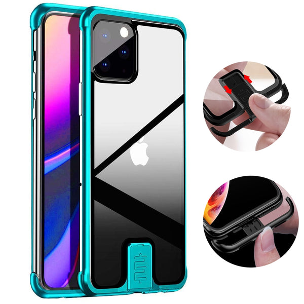 New Frameless Aluminum Metal Bumper Tempered Glass Back Cover Bumper Case For iPhone 11 XS XR 8 Series