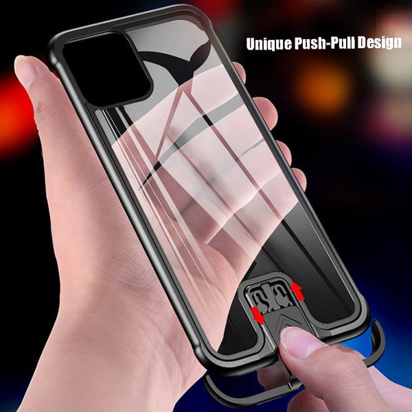 New Frameless Aluminum Metal Bumper Tempered Glass Back Cover Bumper Case For iPhone 11 XS XR 8 Series