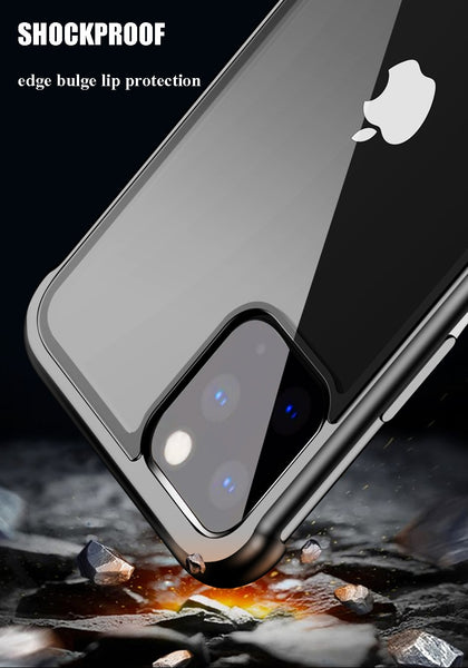 New Frameless Aluminum Metal Bumper Tempered Glass Back Cover Bumper Case For iPhone 11 XS XR 8 Series