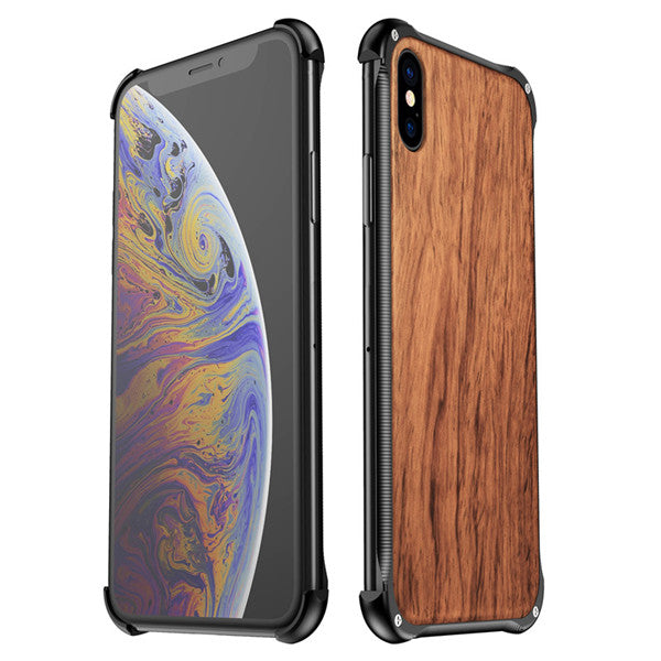 New Metallic Wood Coque Bumper Cover Case For iPhone X XS Series