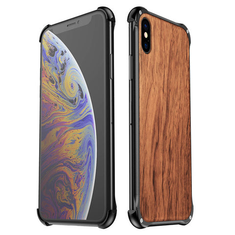 New Metallic Wood Coque Bumper Cover Case For iPhone X XS Series