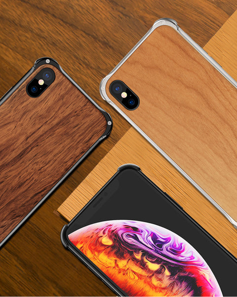 New Metallic Wood Coque Bumper Cover Case For iPhone X XS Series