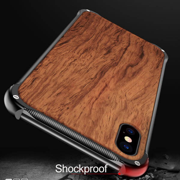 New Metallic Wood Coque Bumper Cover Case For iPhone X XS Series