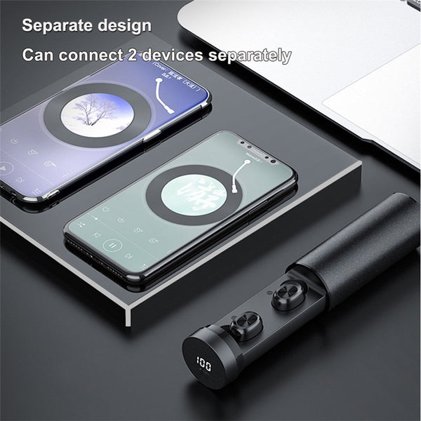 New True Wireless Bluetooth Power Display HIFI Sports Earbuds Headset With Microphone For Android IOS