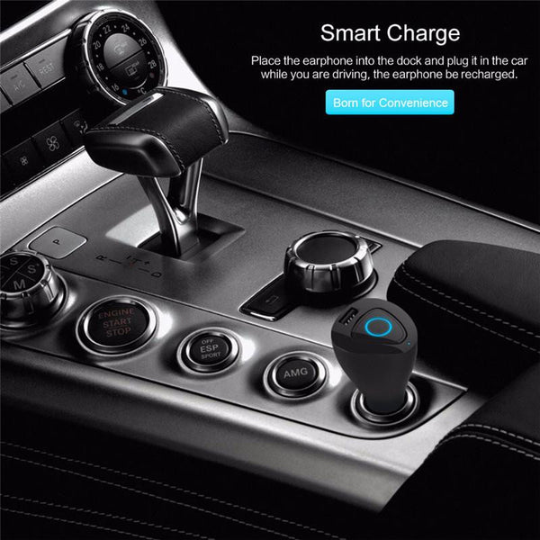 New Wireless Bluetooth Handsfree HD Voice One-Piece Earbud Headset with USB Car Charger.