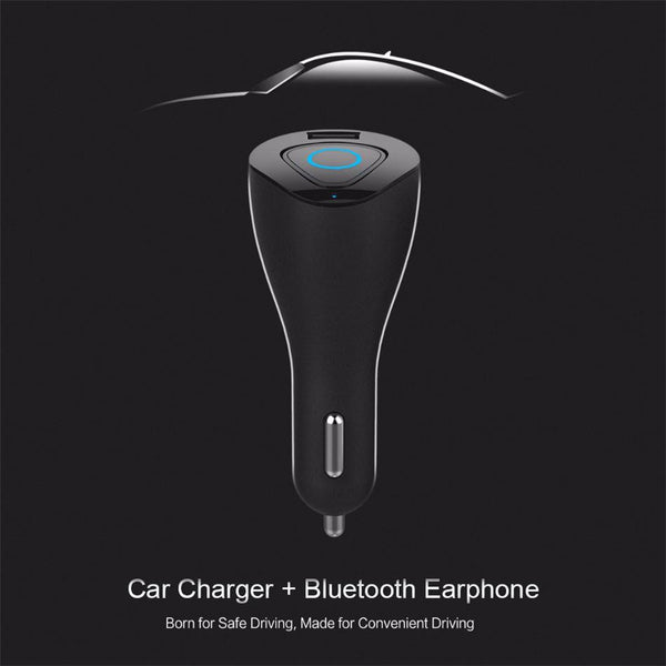 New Wireless Bluetooth Handsfree HD Voice One-Piece Earbud Headset with USB Car Charger.