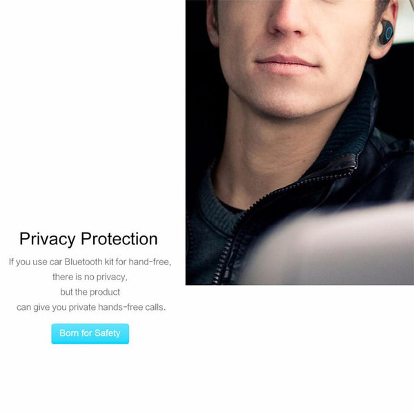 New Wireless Bluetooth Handsfree HD Voice One-Piece Earbud Headset with USB Car Charger.