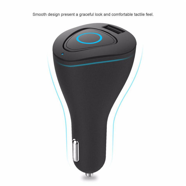 New Wireless Bluetooth Handsfree HD Voice One-Piece Earbud Headset with USB Car Charger.