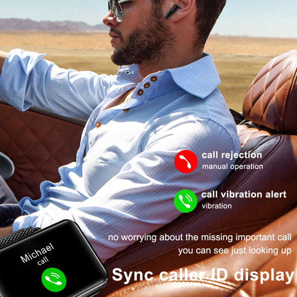 New 2-In-1 Wireless Bluetooth Headset 1.4 Inch Big Screen Smart Watch For Android iPhones