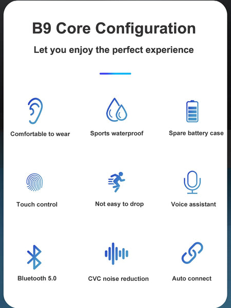 New True Wireless Bluetooth Power Display HIFI Sports Earbuds Headset With Microphone For Android IOS