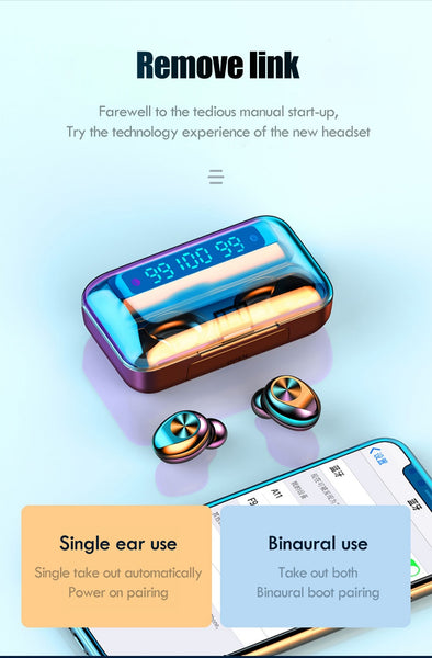 New Bluetooth 5.0 Wireless LED Display Earbuds Headset For iPhone Androids