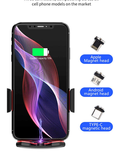 New Magnetic Fast Charge Universal Car Phone Holder Wireless Charger For Samsung Galaxy S22 S21 S20 & iPhone 14 13 12 Series