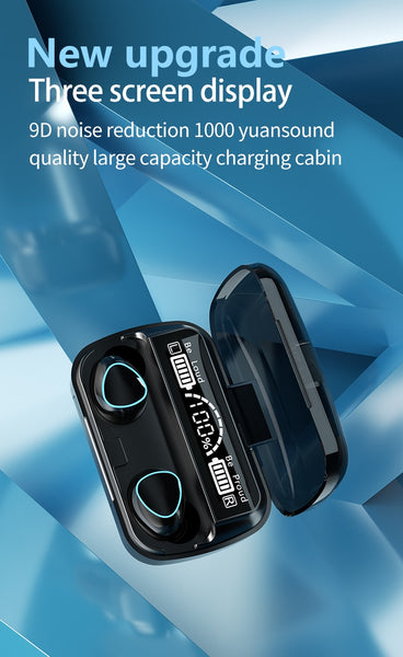 New 3500mAh True Wireless Bluetooth 9D Stereo Water-Resistant Earphones Headset With Microphone & LED Display