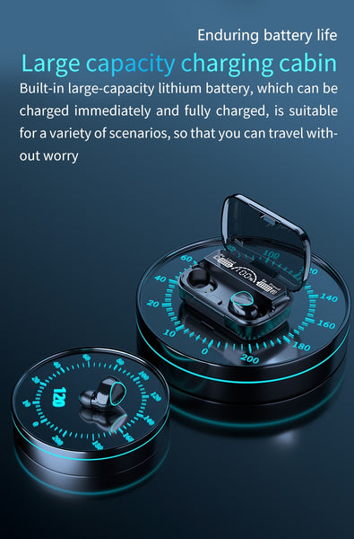 New 3500mAh True Wireless Bluetooth 9D Stereo Water-Resistant Earphones Headset With Microphone & LED Display
