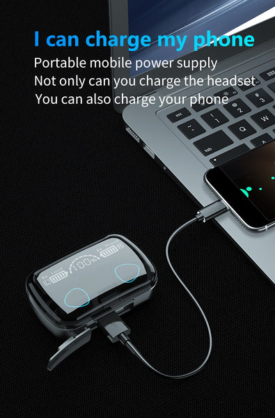 New 3500mAh True Wireless Bluetooth 9D Stereo Water-Resistant Earphones Headset With Microphone & LED Display