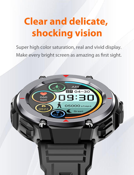 New Multi-Mode Sports Outdoor Rugged Fitness Tracker Smart Watch With Bluetooth Call & Music Features For Android IOS