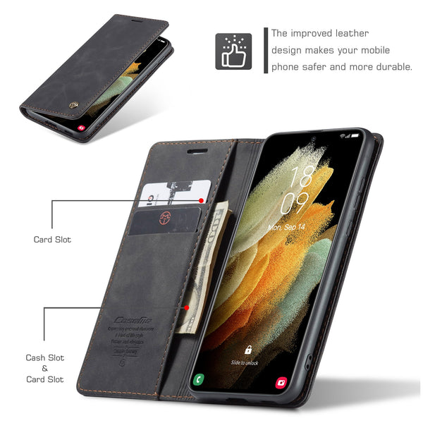 New Retro Luxury Purse Cover Wallet Leather Case For Samsung Galaxy S21 Series