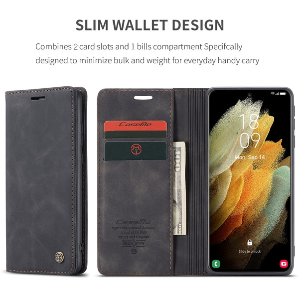 New Retro Luxury Purse Cover Wallet Leather Case For Samsung Galaxy S21 Series