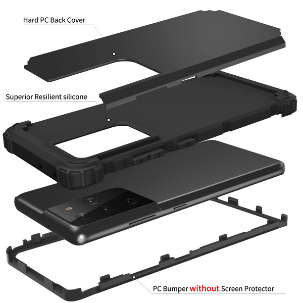 New 3-Layer Hybrid Impact Resistant Protective Shell Cover Bumper Case For Samsung Galaxy S21 Plus Ultra 5G Series