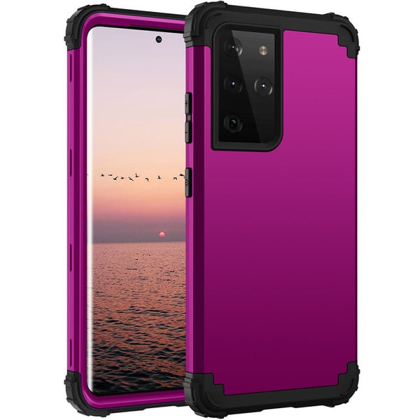 New 3-Layer Hybrid Impact Resistant Protective Shell Cover Bumper Case For Samsung Galaxy S21 Plus Ultra 5G Series