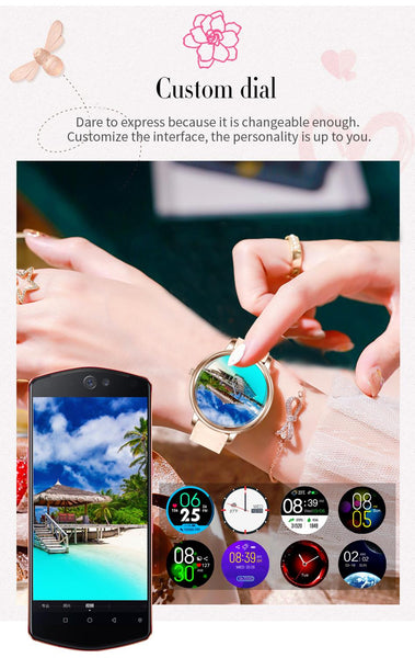 New Full Touch Screen Fitness Tracker Pedometer Lady's Smart Watch For Android iPhones