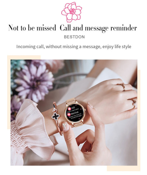 New Full Touch Screen Fitness Tracker Pedometer Lady's Smart Watch For Android iPhones