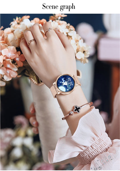 New Full Touch Screen Fitness Tracker Pedometer Lady's Smart Watch For Android iPhones