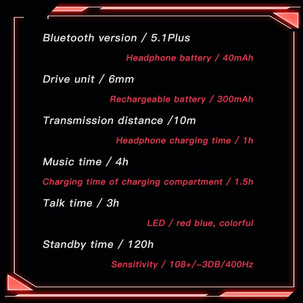 New Bluetooth 5.1 Wireless Gaming 8D Stereo IPX6 Water-Resistant Earbuds Headset With Carrying Box