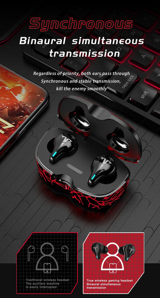 New Bluetooth 5.1 Wireless Gaming 8D Stereo IPX6 Water-Resistant Earbuds Headset With Carrying Box