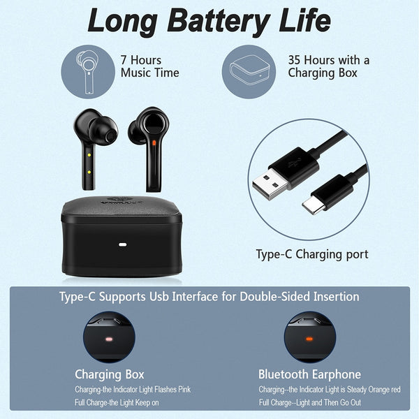 New Bluetooth 5.1 True Wireless HiFi Noise Reduction Earbuds Headset For Gaming & Music