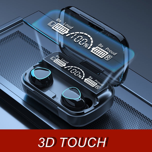 New 3500mAh True Wireless Bluetooth 9D Stereo Water-Resistant Earphones Headset With Microphone & LED Display