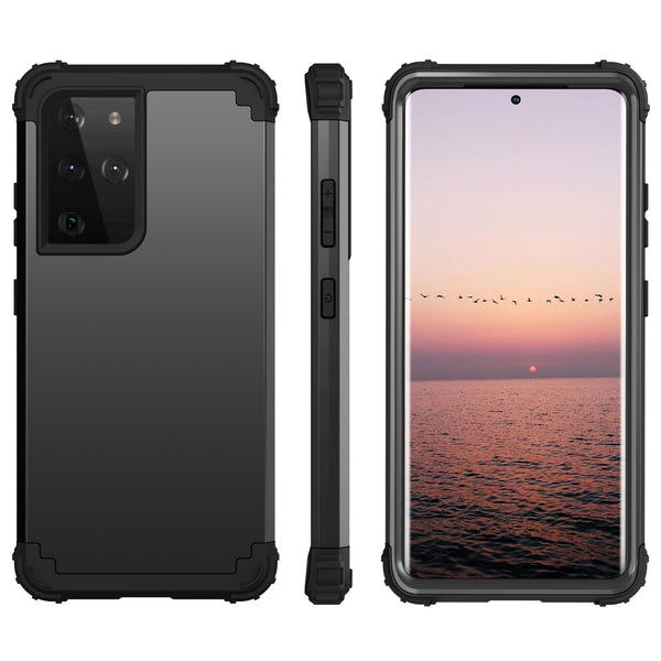 New 3-Layer Hybrid Impact Resistant Protective Shell Cover Bumper Case For Samsung Galaxy S21 Plus Ultra 5G Series