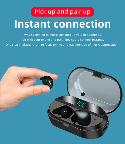 New Bluetooth Wireless Stereo IPX7 Waterproof Touch Control Earbuds With LED Display