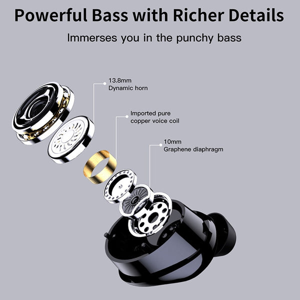 New True Wireless Touch Control Bluetooth Sports Stereo Headset Earbuds With Microphone