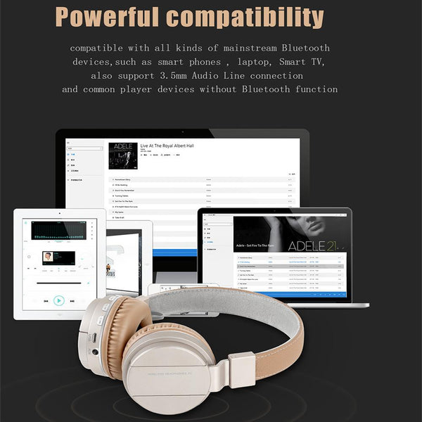New Studio Headband Over-Ear Wireless Bluetooth Headphones with MIC Headset for Compatible Devices