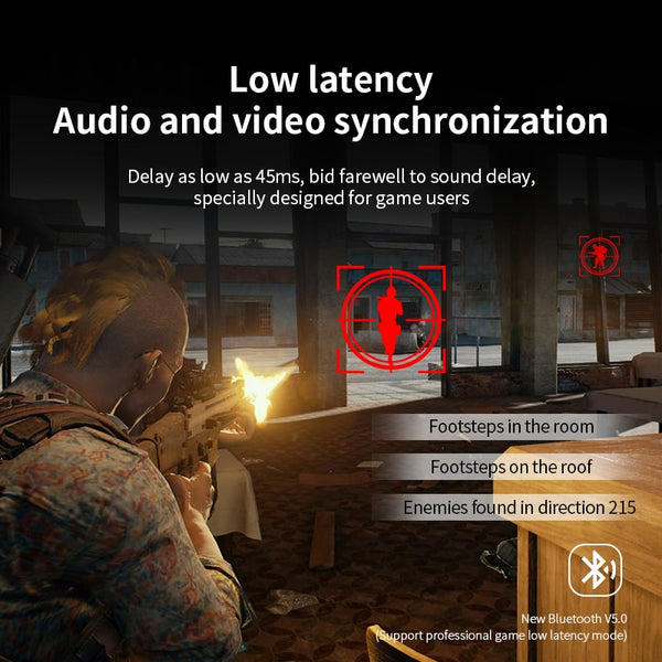New True Wireless Low Latency Bluetooth Water-Resistant Noise Cancelling HiFi Bass Headset Gaming Earbuds With Mic